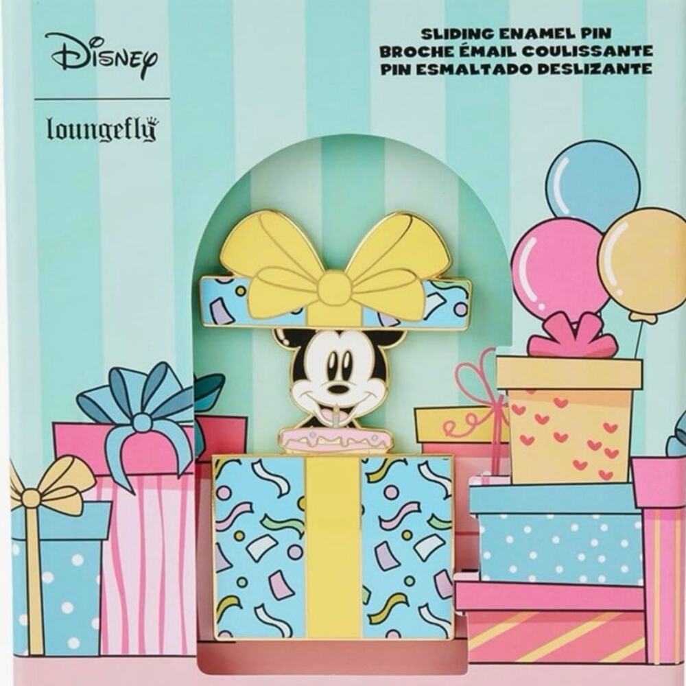 Disney Loungefly 3'' Collector Box Pin - Birthday Celebration Mickey New Present